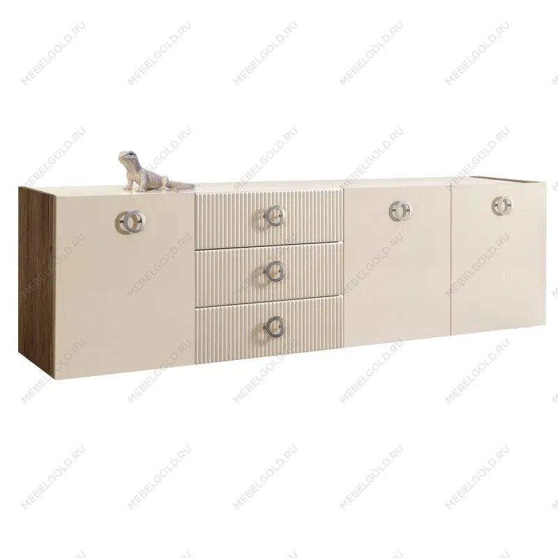 Комод 2.1м Bogemia Woodline Fly Fi (Слоновая кость) (Lakobel/Хром) БМКМ-5