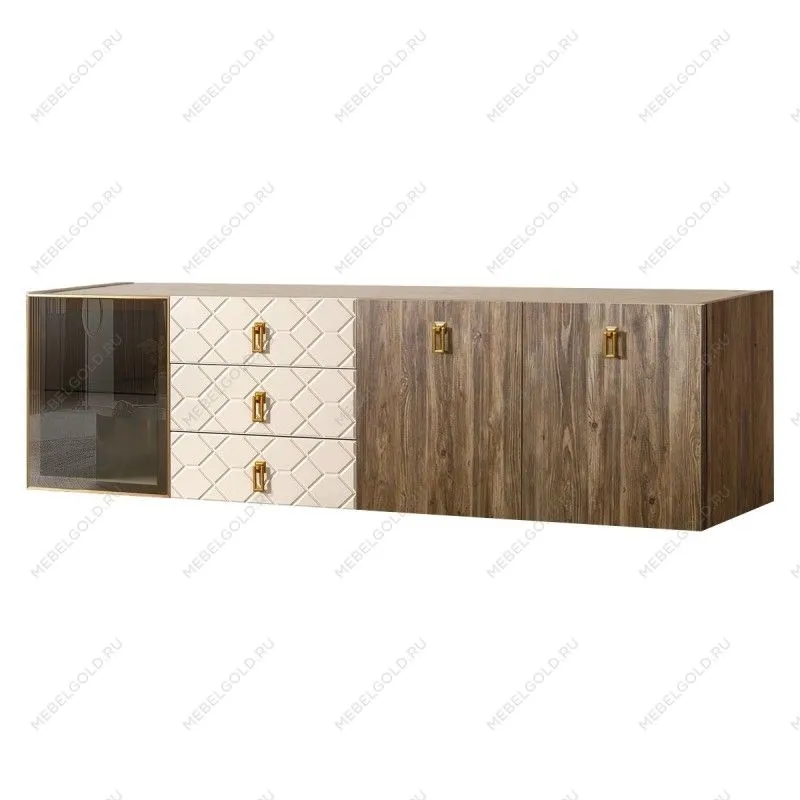 Комод 2.1м Bogemia Woodline Fly Wood Fa (Слоновая кость) (Novabuk/Золото) БМКМ-5[4]