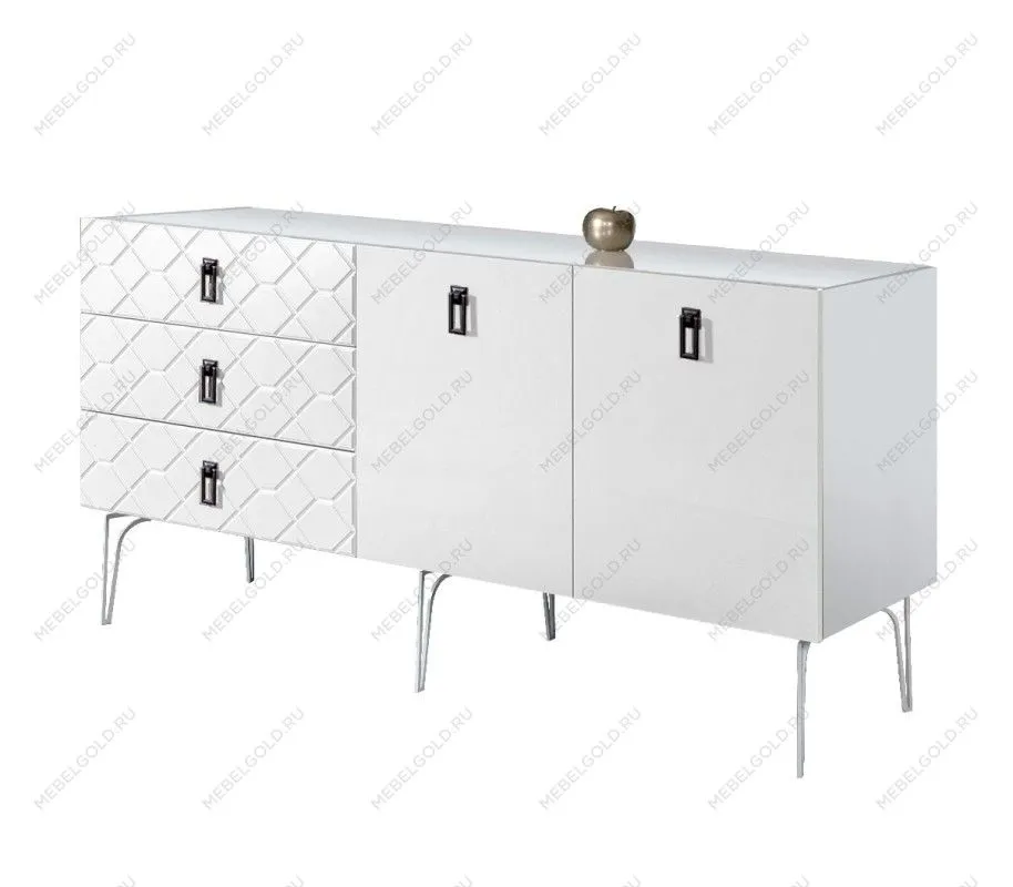 Комод 1.6м Bogemia Farfalle (Белый) (Lakobel/Черный) БМКМ-4(Fa)