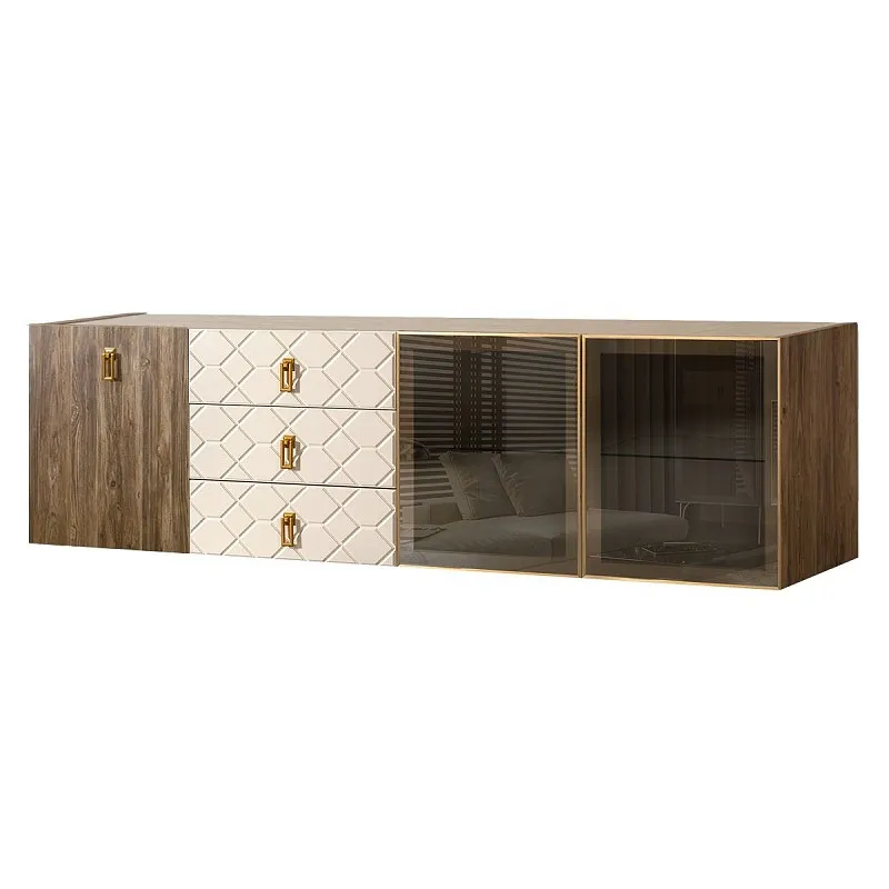Комод 2.1м Bogemia Woodline Fly Wood Fa (Слоновая кость) (Novabuk/Золото) БМКМ-5[5][10]