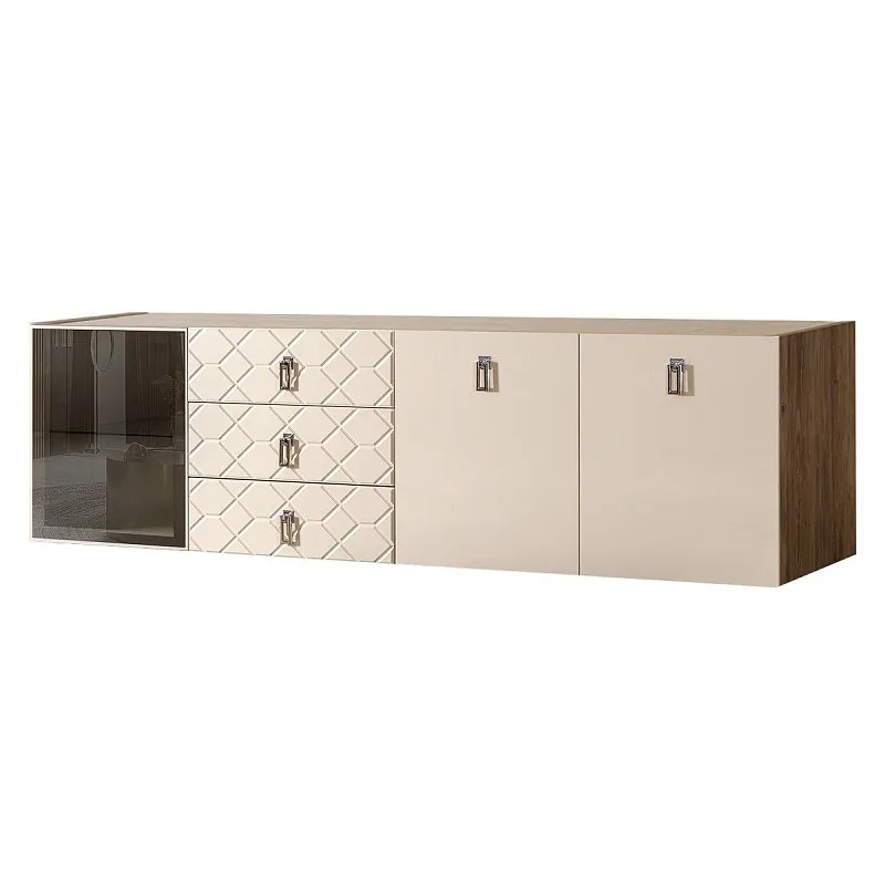 Комод 2.1м Bogemia Woodline Fly Fa (Слоновая кость) (Novabuk/Хром) БМКМ-5[4]