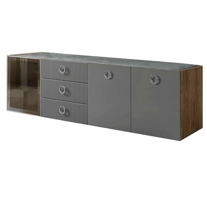 Комод 2.1м Bogemia Woodline Fly Fi (Серый) (Novabuk/Хром) БМКМ-5[4]