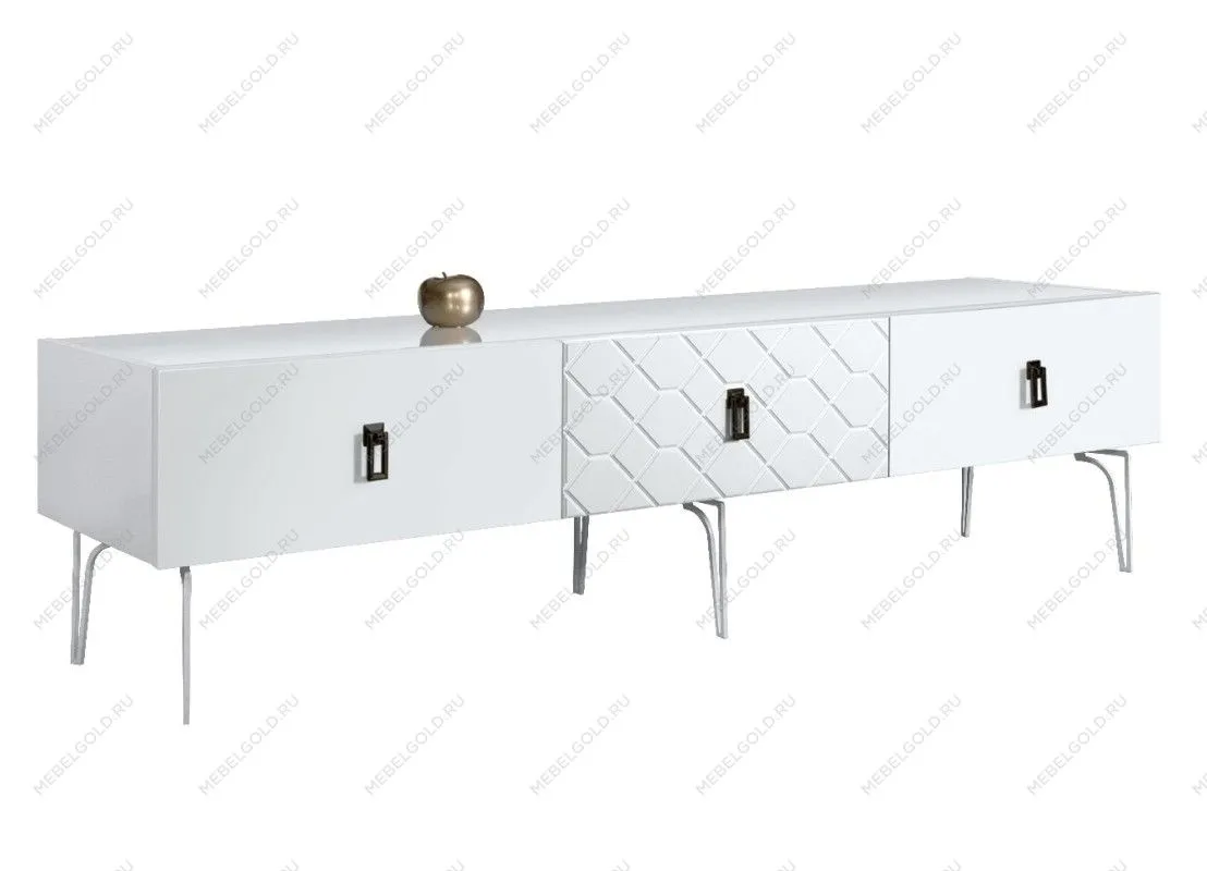 Тумба под телевизор 2.1м Bogemia Farfalle (Белый) (Lakobel/Черный) БМТ-2(Fa)[10]