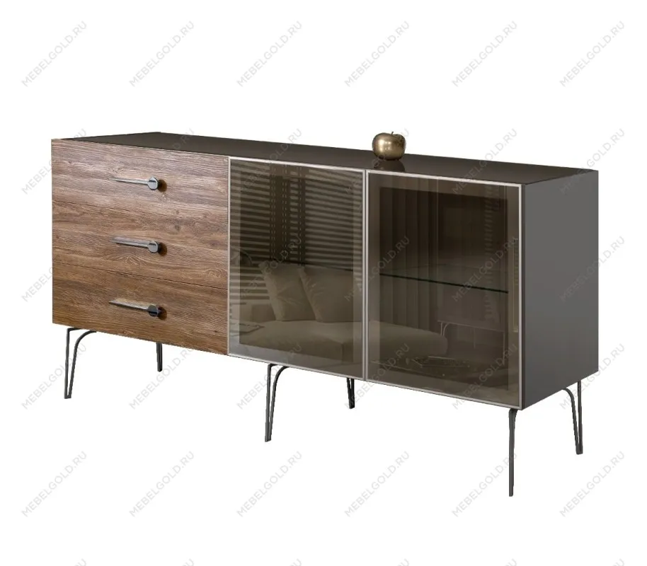 Комод 1.6м Bogemia Wood Wo (Серый) (Lakobel/Хром) БМКМ-4(Wo)[5]