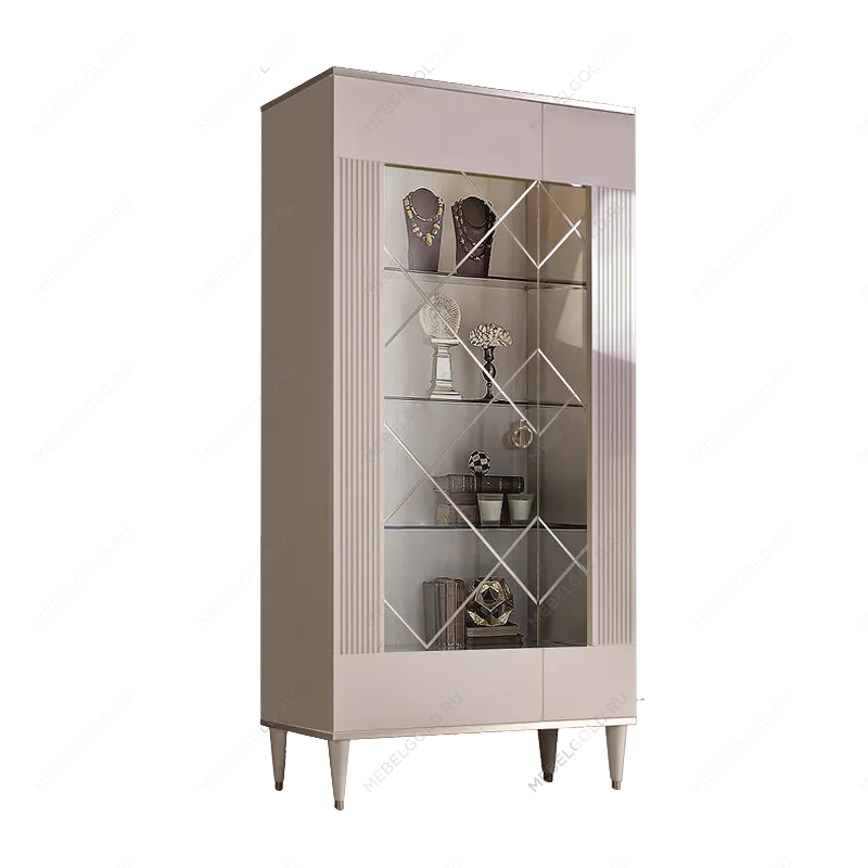 Витрина 2-ств. Римини СОЛО (Слоновая кость/Серебро) (Левая) РМВ2-2С(s)