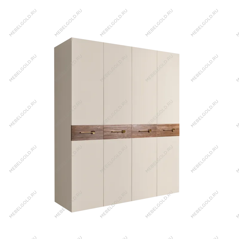 Шкаф 4-х дв. Bogemia Wood Wo (Слоновая кость/Золото) БМШ2/4(Wo)