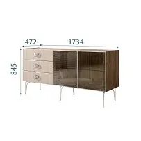 Комод 1.6м Bogemia Woodline Fi (Ваниль) (Novabuk/Хром) БМКМ-4[5]