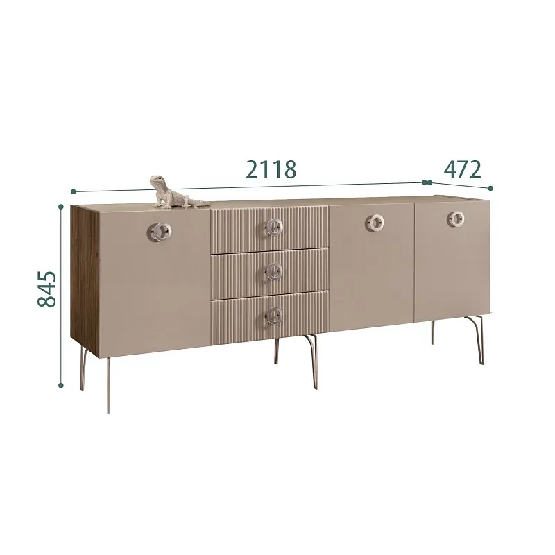 Комод 2.1м Bogemia Woodline Fi (Мокка) (Lakobel/Хром) БМКМ-5