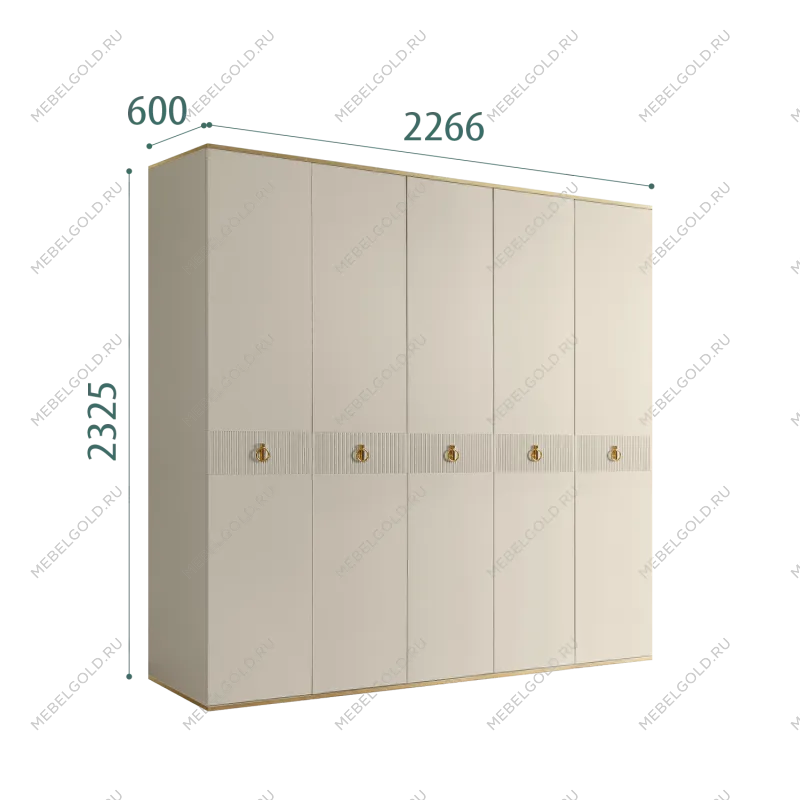 Шкаф 5-ти дверный Римини СОЛО (Ваниль/Золото) РМШ2/5(s)