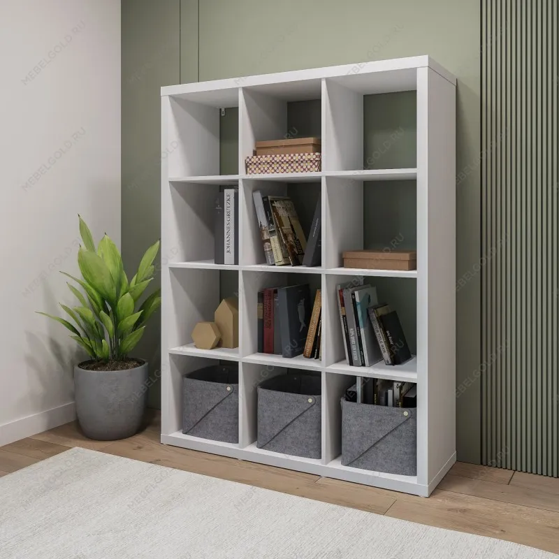 Стеллаж Фора, 12 полок, 112х147х38 см, белый | изображение 3