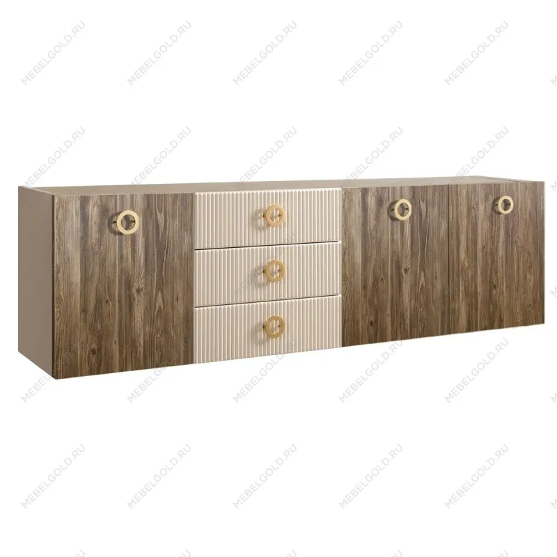 Комод 2.1м Bogemia Woodline Fly Wood Fi (Слоновая кость) (Novabuk/Золото) БМКМ-5
