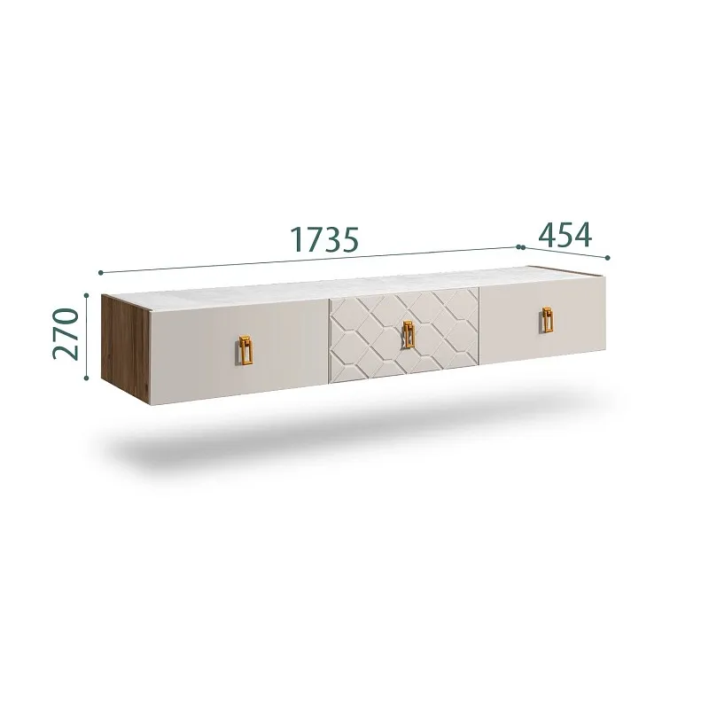 Тумба телевизионная 1.6м Bogemia Woodline Fly Fa (Шелк) (Novabuk/Золото) БМТ-1[10]