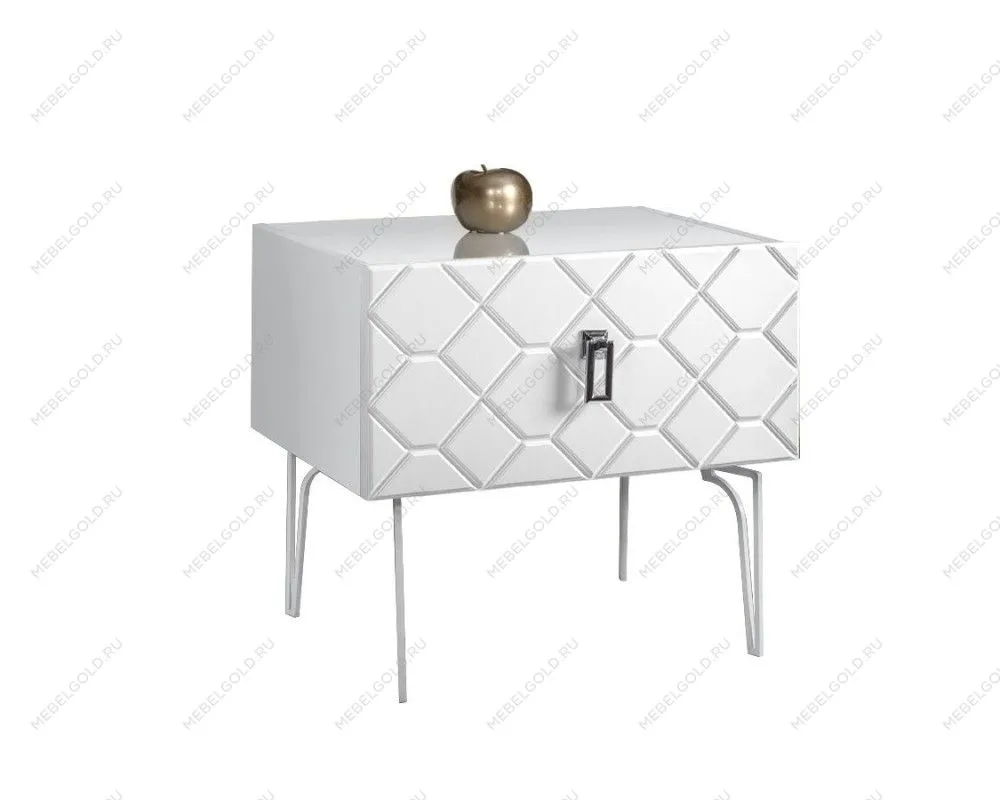 Тумба прикроватная Bogemia Farfalle (Белый) (Lakobel/Хром) БМТП-1(Fa)