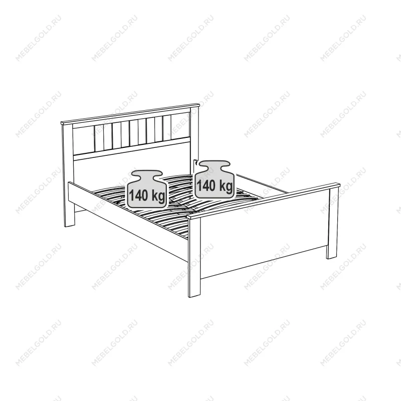 САГА кровать двойная 140х200 белая | изображение 2