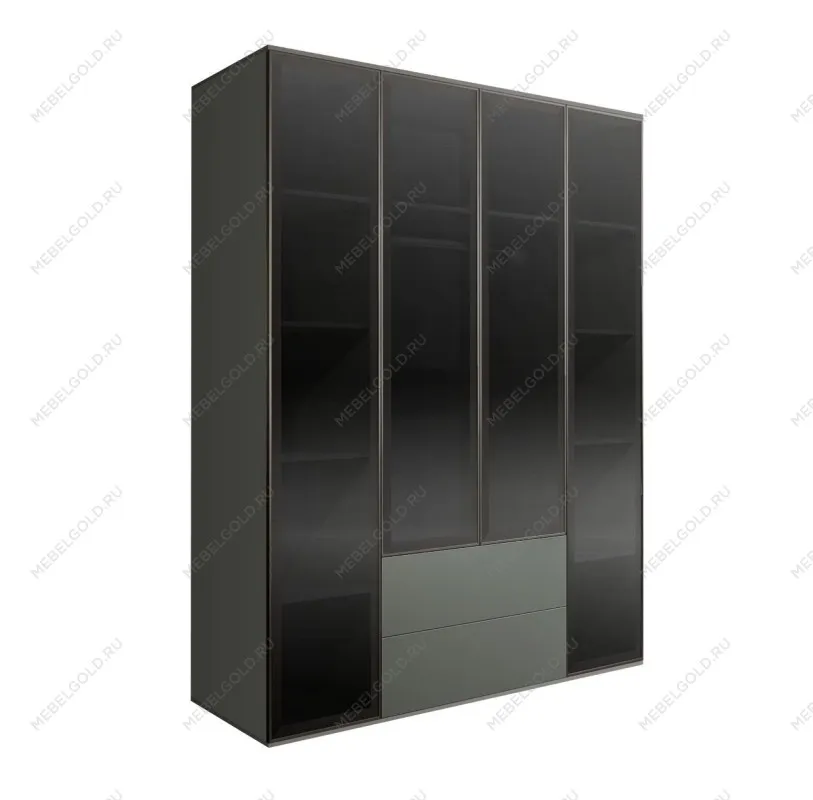 Шкаф 4-х дв. с ящиками Bogemia Air (Серый/Черный) БМШ2/42(4)