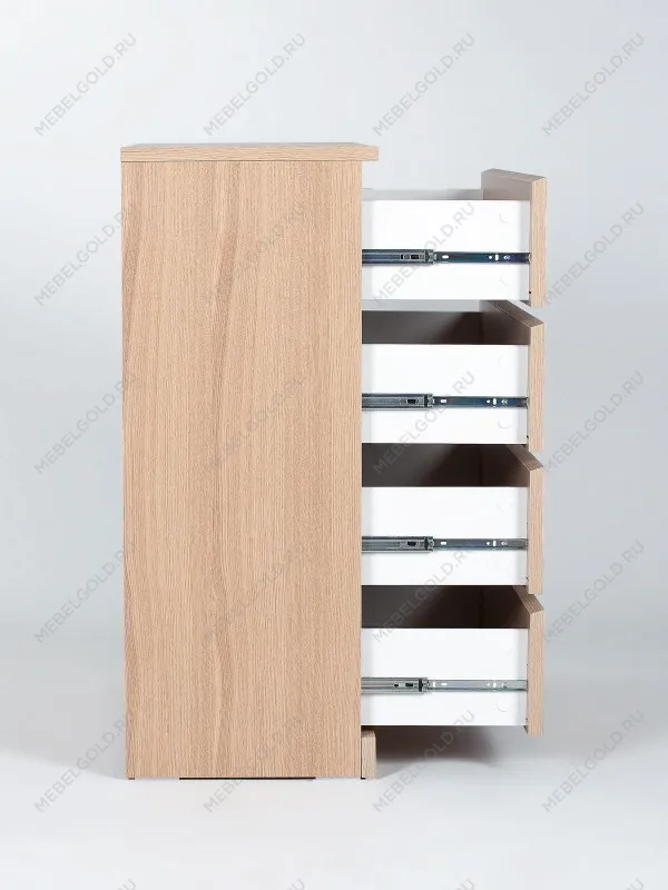 Комод Варма, 4 ящика, 80х100х40 см, шпон натурального дерева, дуб беленый | изображение 15