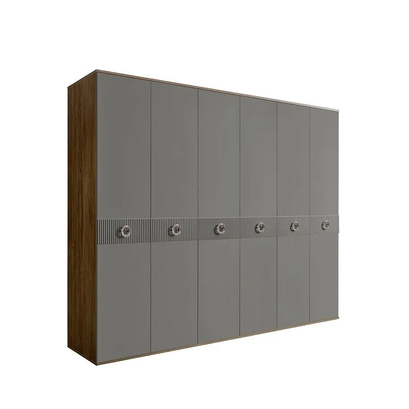 Шкаф 6-ти дв. Bogemia Woodline Fi (Серый/Хром) БМШ2/6(Fi)