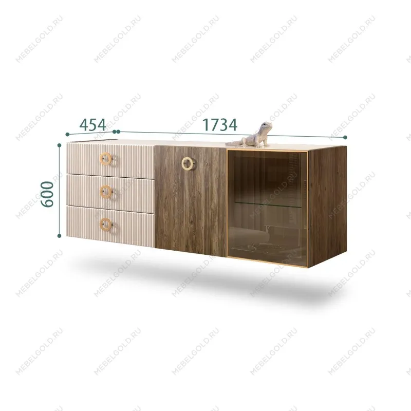 Комод 1.6м Bogemia Woodline Fly Wood Fi (Ваниль) (Lakobel/Золото) БМКМ-4[5][10]