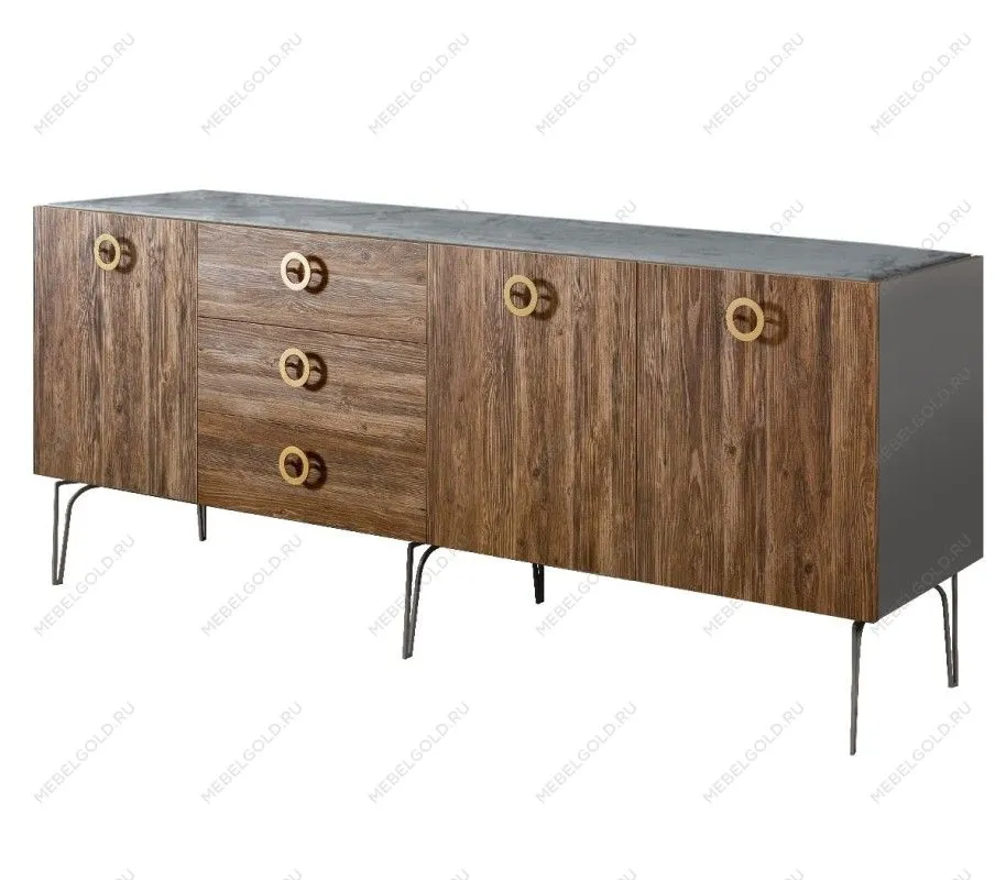 Комод 2.1м Bogemia Wood Fi (Серый) (Novabuk/Золото) БМКМ-5(Wo)