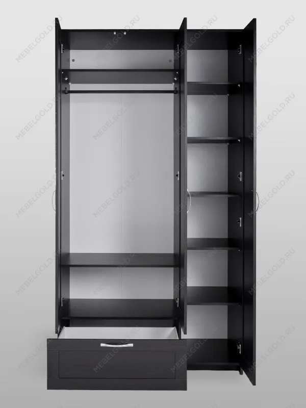 Шкаф Сириус, 3 двери и 1 ящик, 117х59х220 см, черно-коричневый, дуб венге | изображение 13