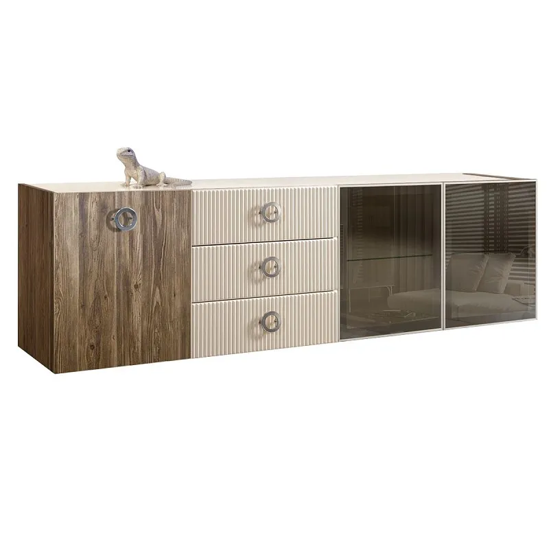 Комод 2.1м Bogemia Woodline Fly Wood Fi (Слоновая кость) (Lakobel/Хром) БМКМ-5[5][10]
