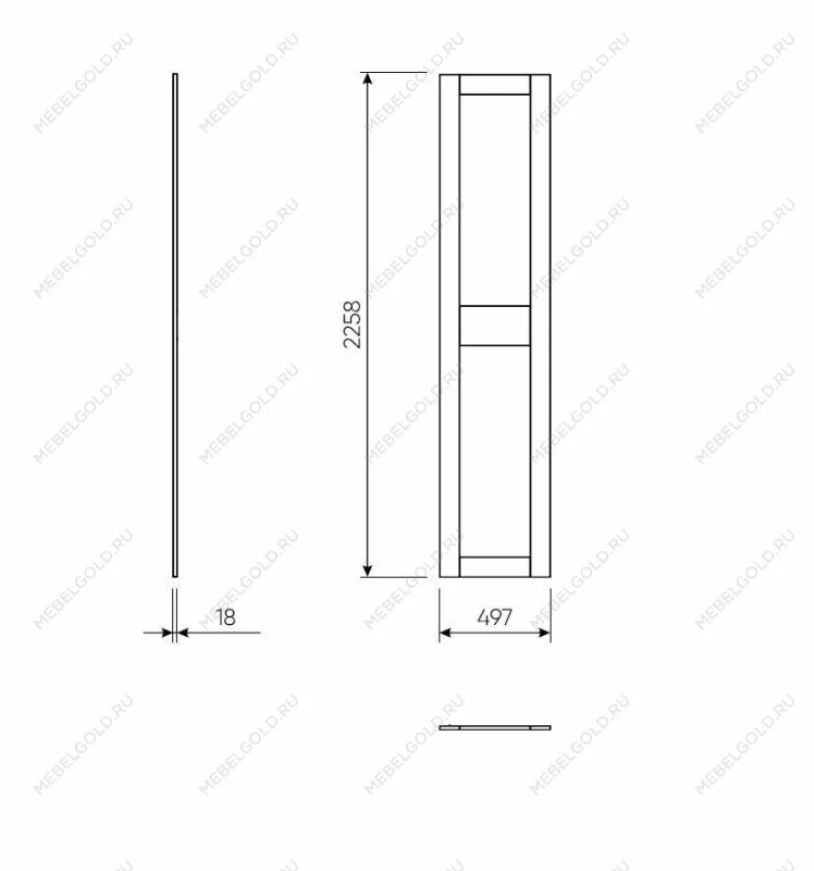 Дверь для шкафа МАКС, 50 см, 2 заполнения, серый | изображение 1