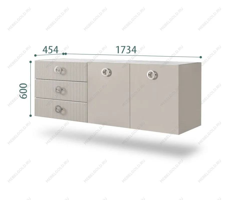 Комод 1.6м Bogemia Fly Fillini (Шелк) (Novabuk/Хром) БМКМ-4