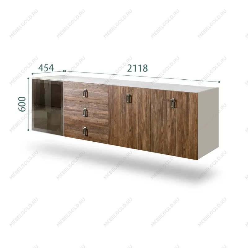 Комод 2.1м Bogemia Fly Wood Fa (Шелк) (Novabuk/Хром) БМКМ-5[4]