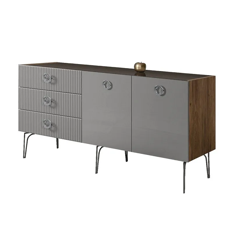 Комод 1.6м Bogemia Woodline Fi (Серый) (Lakobel/Хром) БМКМ-4