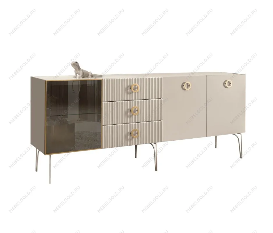 Комод 2.1м Bogemia Fillini (Ваниль) (Lakobel/Золото) БМКМ-5(Fi)[4]