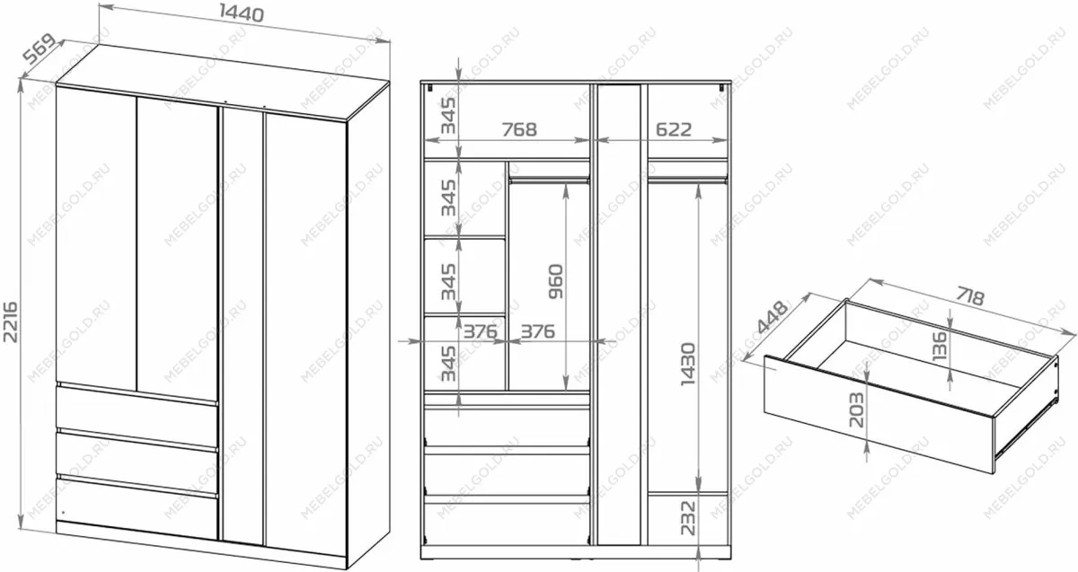 Шкаф распашной Варма СТОР, 144х57х222 см, белый | изображение 13