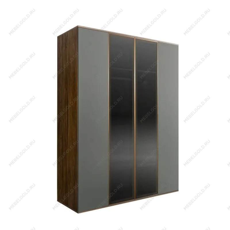 Шкаф 4-х дв. Bogemia Woodline Air (Серый/Золото) БМШ2/42(2)