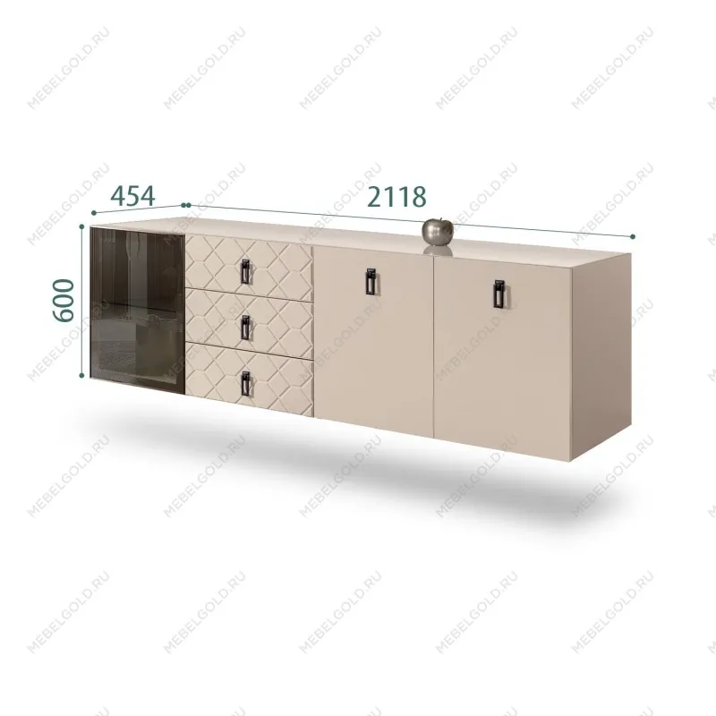 Комод 2.1м Bogemia Fly Farfalle (Ваниль) (Lakobel/Черный) БМКМ-5[4]