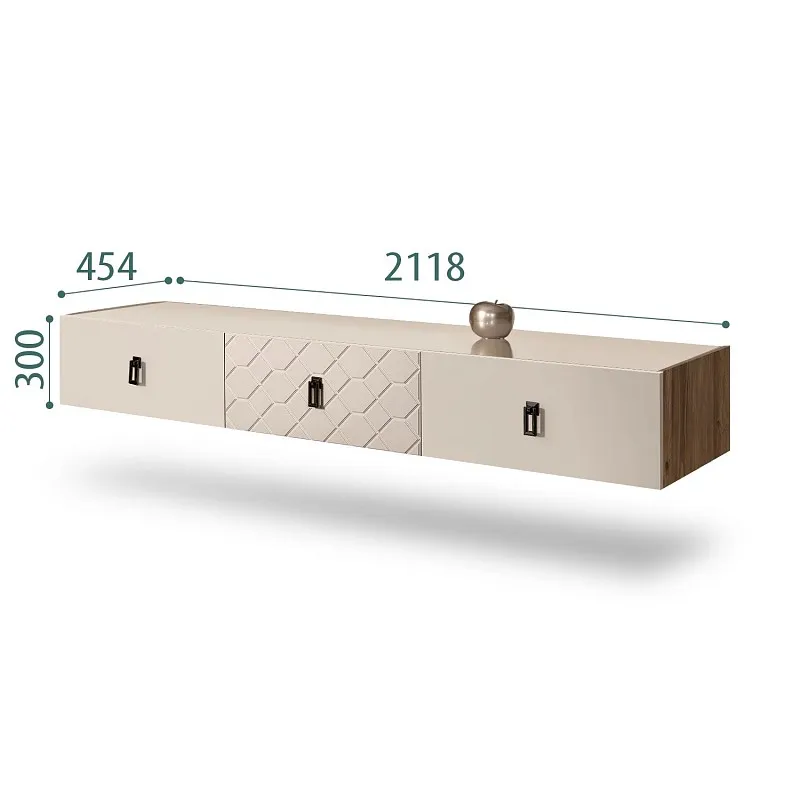 Тумба телевизионная 2.1м Bogemia Woodline Fly Fa (Ваниль) (Lakobel/Черный) БМТ-2[10]