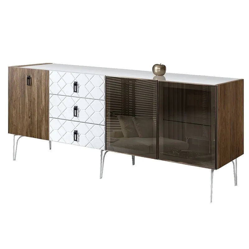 Комод 2.1м Bogemia Woodline Wood Fa (Белый) (Lakobel/Черный) БМКМ-5[5][10]