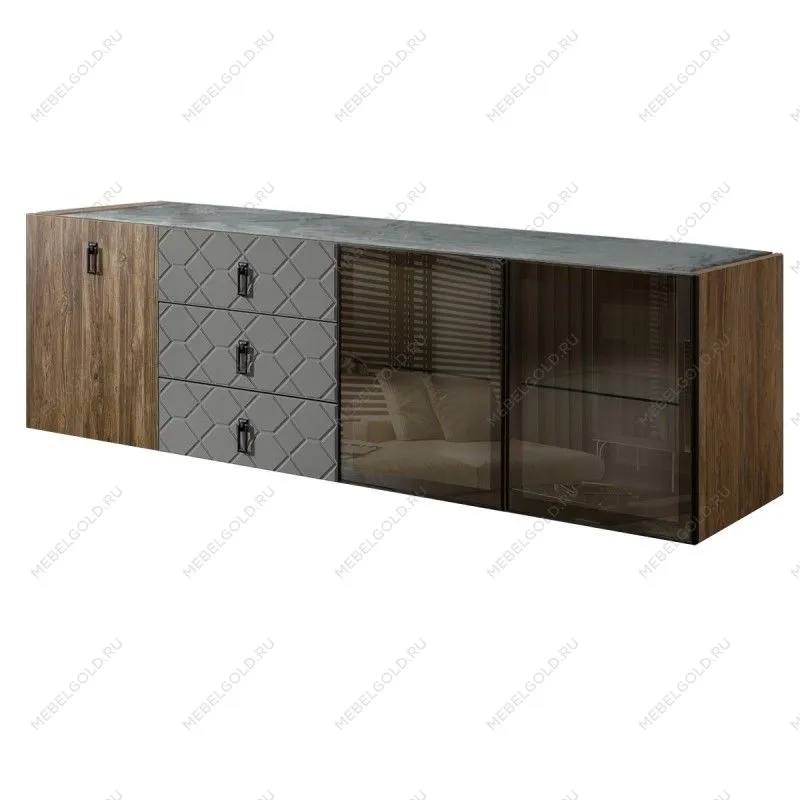 Комод 2.1м Bogemia Woodline Fly Wood Fa (Серый) (Novabuk/Черный) БМКМ-5[5][10]