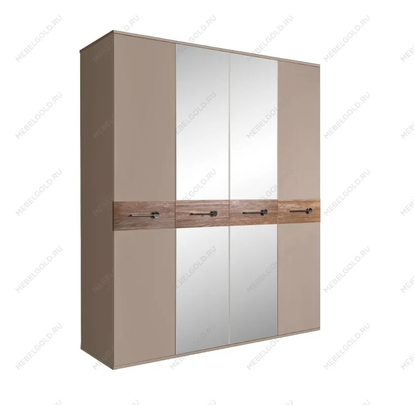 Шкаф 4-х дв. с зеркалами Bogemia Wood Wo (Мокка/Хром) БМШ1/4(Wo)