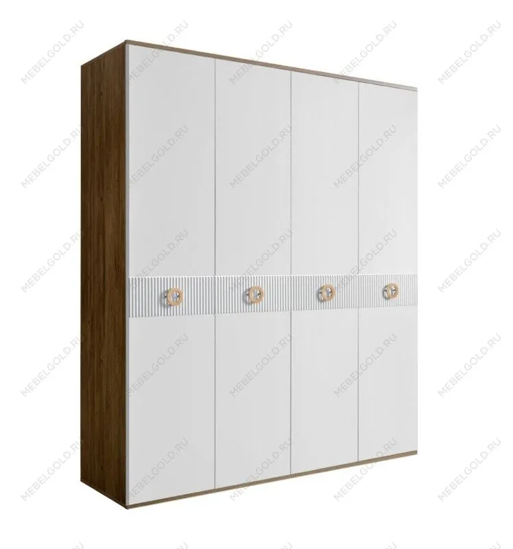 Шкаф 4-х дверный Bogemia Woodline Fi (Белый/Золото) БМШ2/4