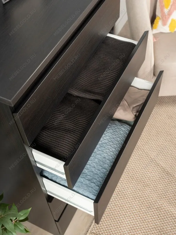 Комод Кастор, 5 ящиков, 65х40х112 см, черно-коричневый, дуб венге | изображение 12