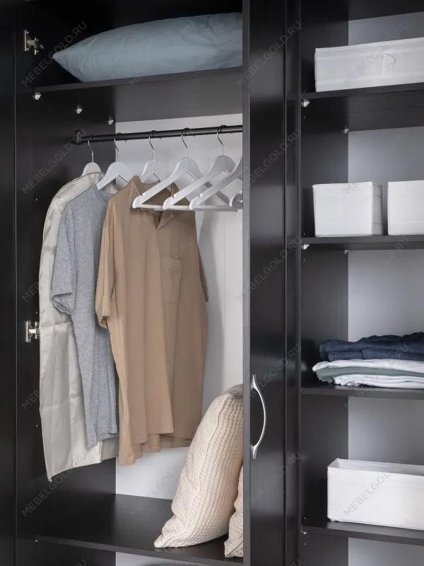 Шкаф Сириус, 4 двери и 1 ящик, 156х59х220 см, черно-коричневый, дуб венге | изображение 4