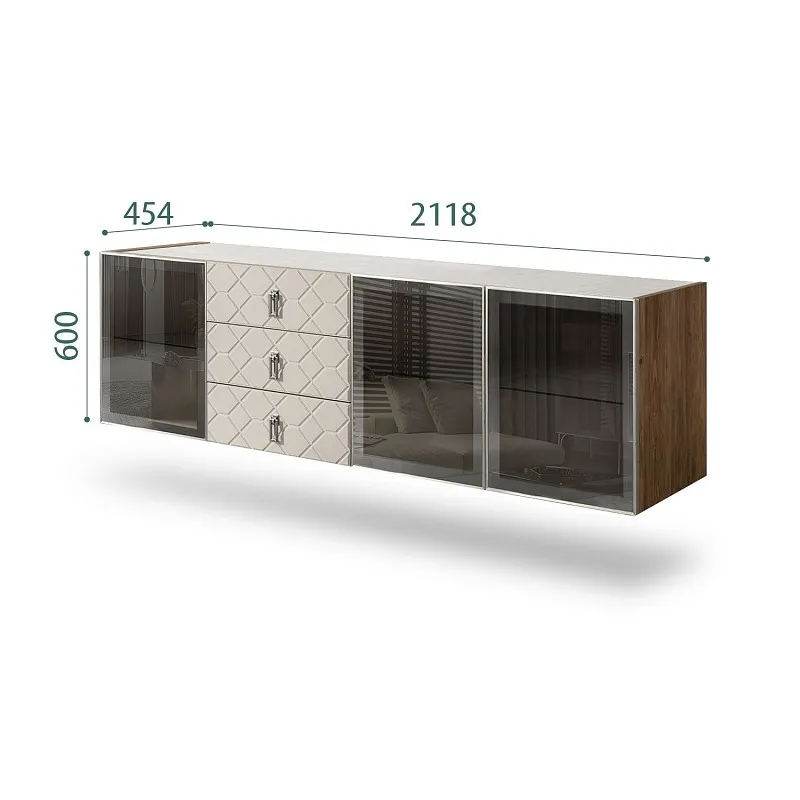 Комод 2.1м Bogemia Woodline Fly Fa (Шелк) (Novabuk/Хром) БМКМ-5[5]