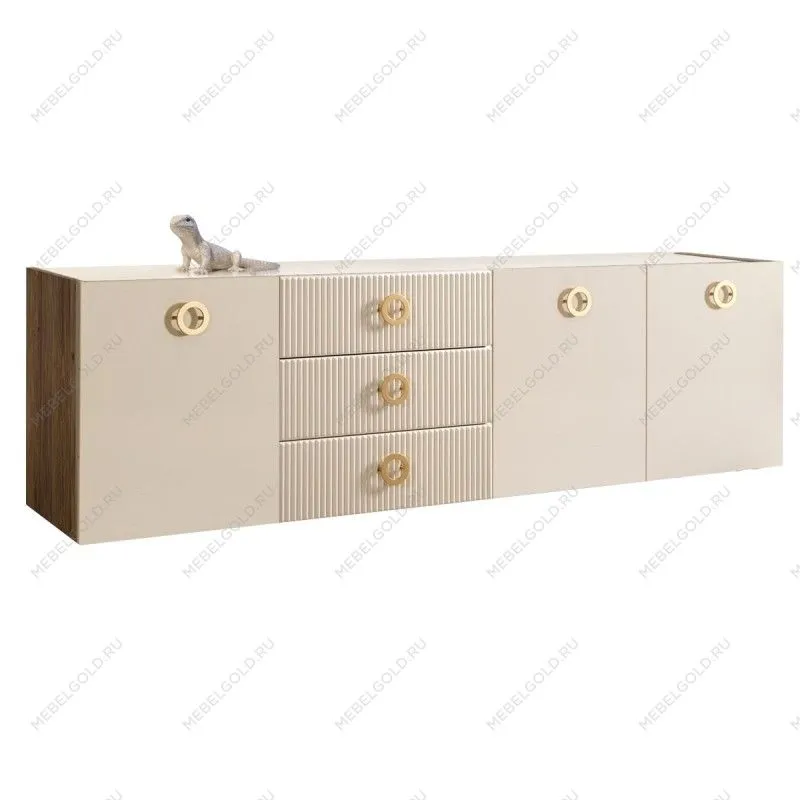 Комод 2.1м Bogemia Woodline Fly Fi (Слоновая кость) (Lakobel/Золото) БМКМ-5