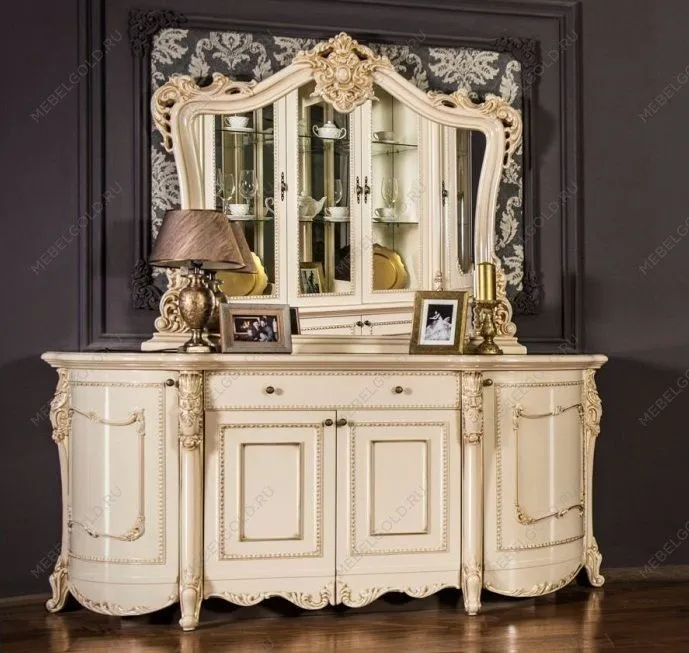 Комод Джоконда крем глянец с зеркалом (гостиная) - Выставка м. Марьина роща