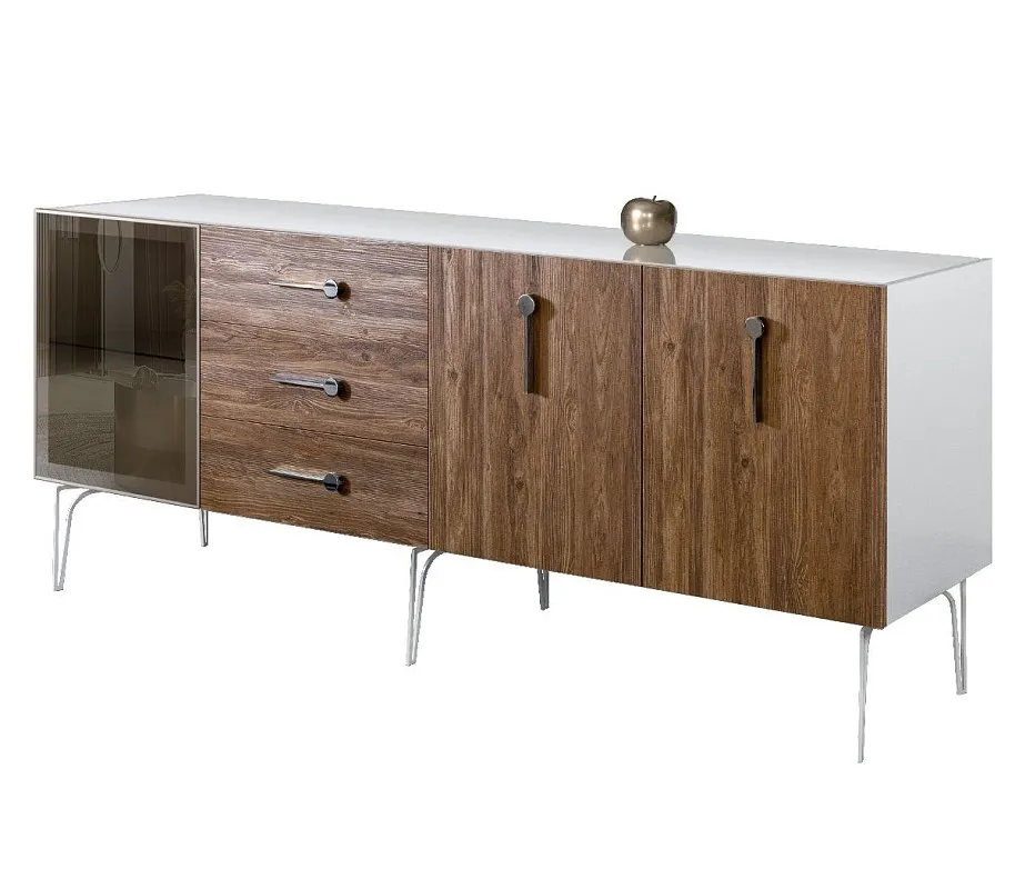 Комод 2.1м Bogemia Wood Wo (Белый) (Lakobel/Хром) БМКМ-5(Wo)[4]