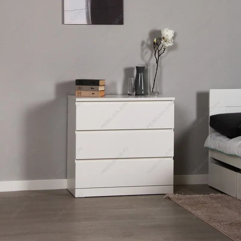 Комод Варма, 3 ящика, 80х78х40 см, эмаль белая | изображение 4