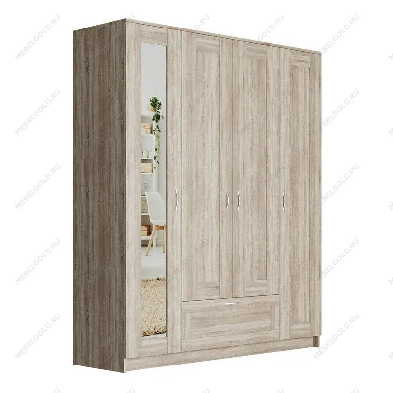 БРИМНЭС / СИРИУС Шкаф ИКЕА / IKEA комбинированный 4 двери и 1 ящик сонома (с 1 зеркалом) | изображение 1