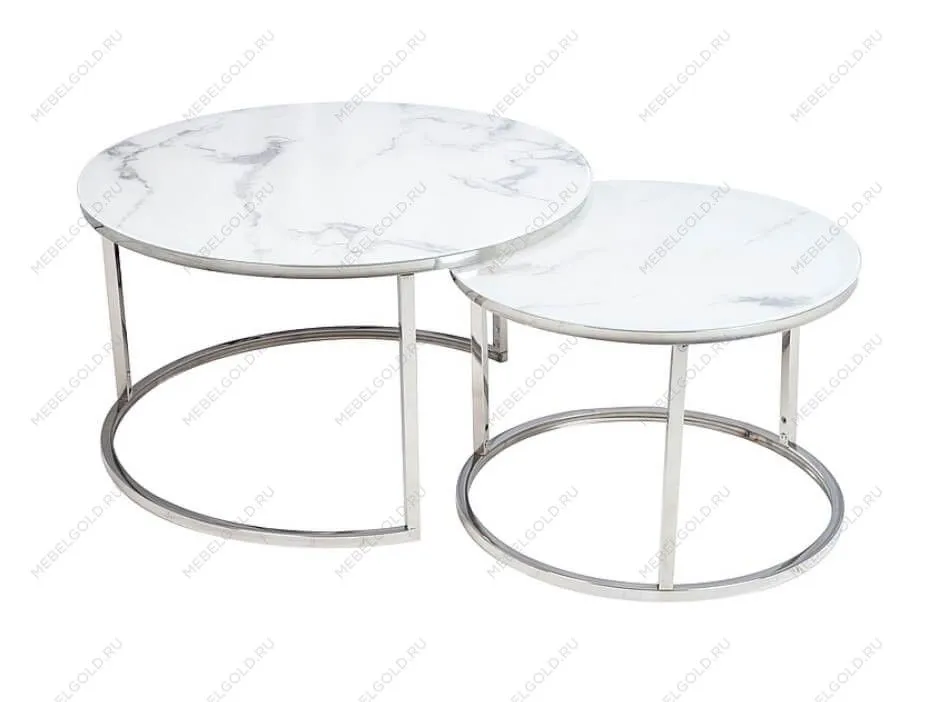 Комплект Signal ATLANTA B, 2 стола журнальных (эффект белого мрамора/хром)