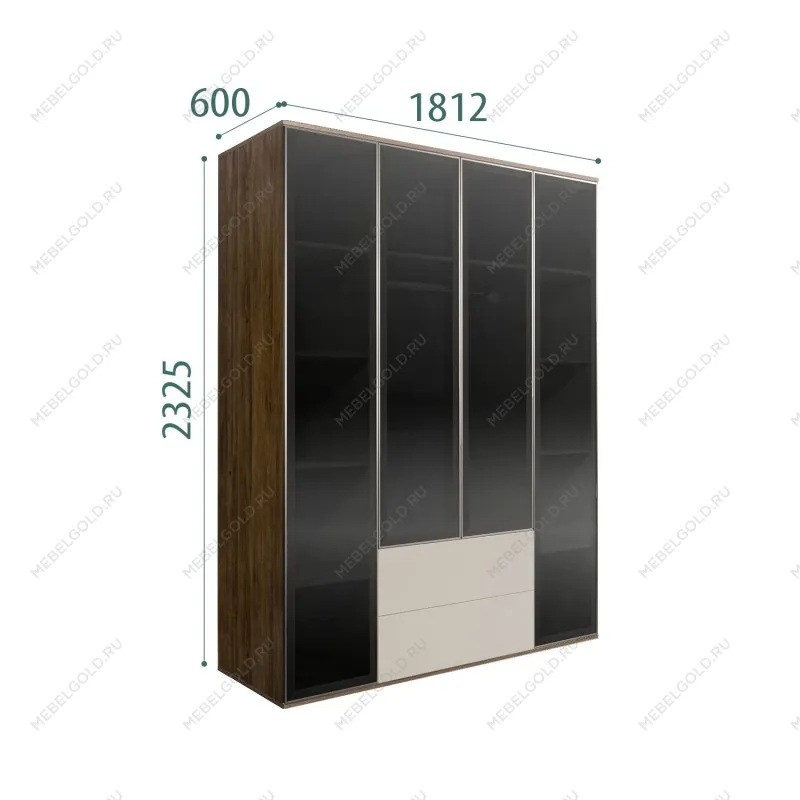 Шкаф 4-х дв. с ящиками Bogemia Woodline Air (Шелк/Серебро) БМШ2/42(4)