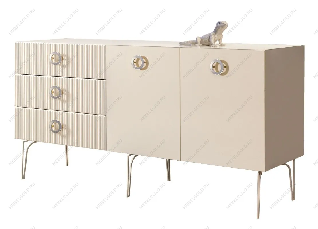 Комод 1.6м Bogemia Fillini (Слоновая кость) (Lakobel/Хром) БМКМ-4(Fi)