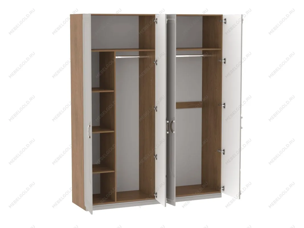 Шкаф 4-дверный с доп. средником, Палермо (1800*537*2284) Дуб Каселла коричневый/Экокожа Мокко | изображение 1